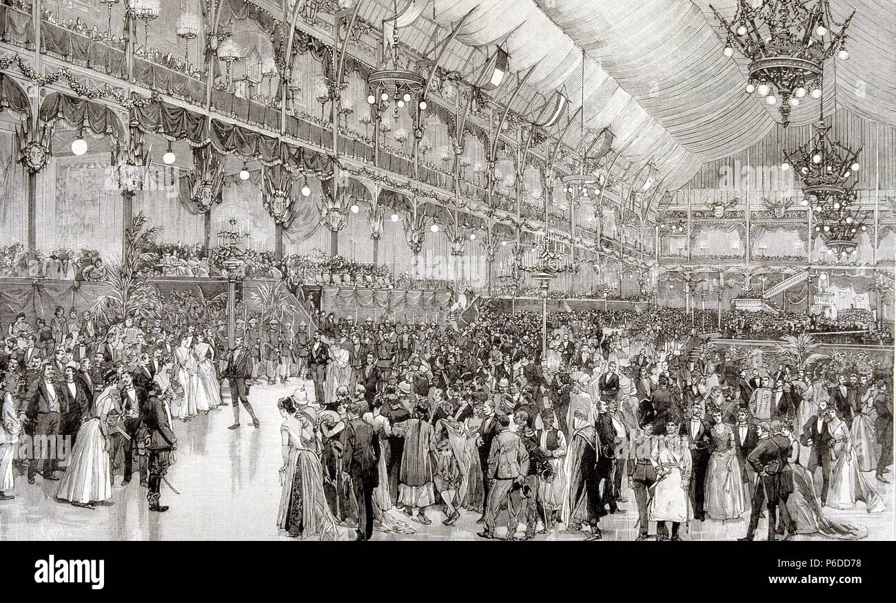 HISTORIA DE FRANCIA. EXPOSICION UNIVERSAL DE PARIS 1889. BAILE EN EL