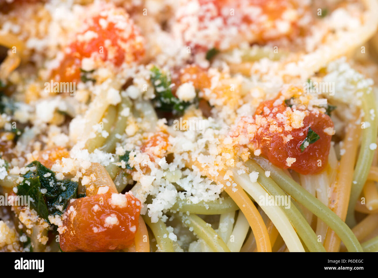 spaghetti with vegetarian sauce macro Stock Photo Alamy