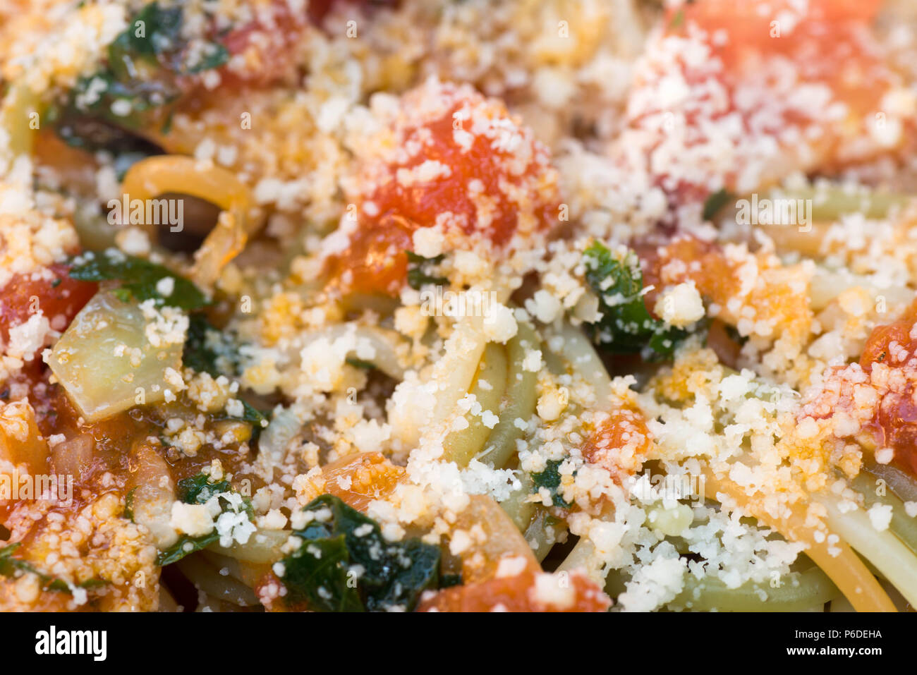 spaghetti with vegetarian sauce macro Stock Photo Alamy