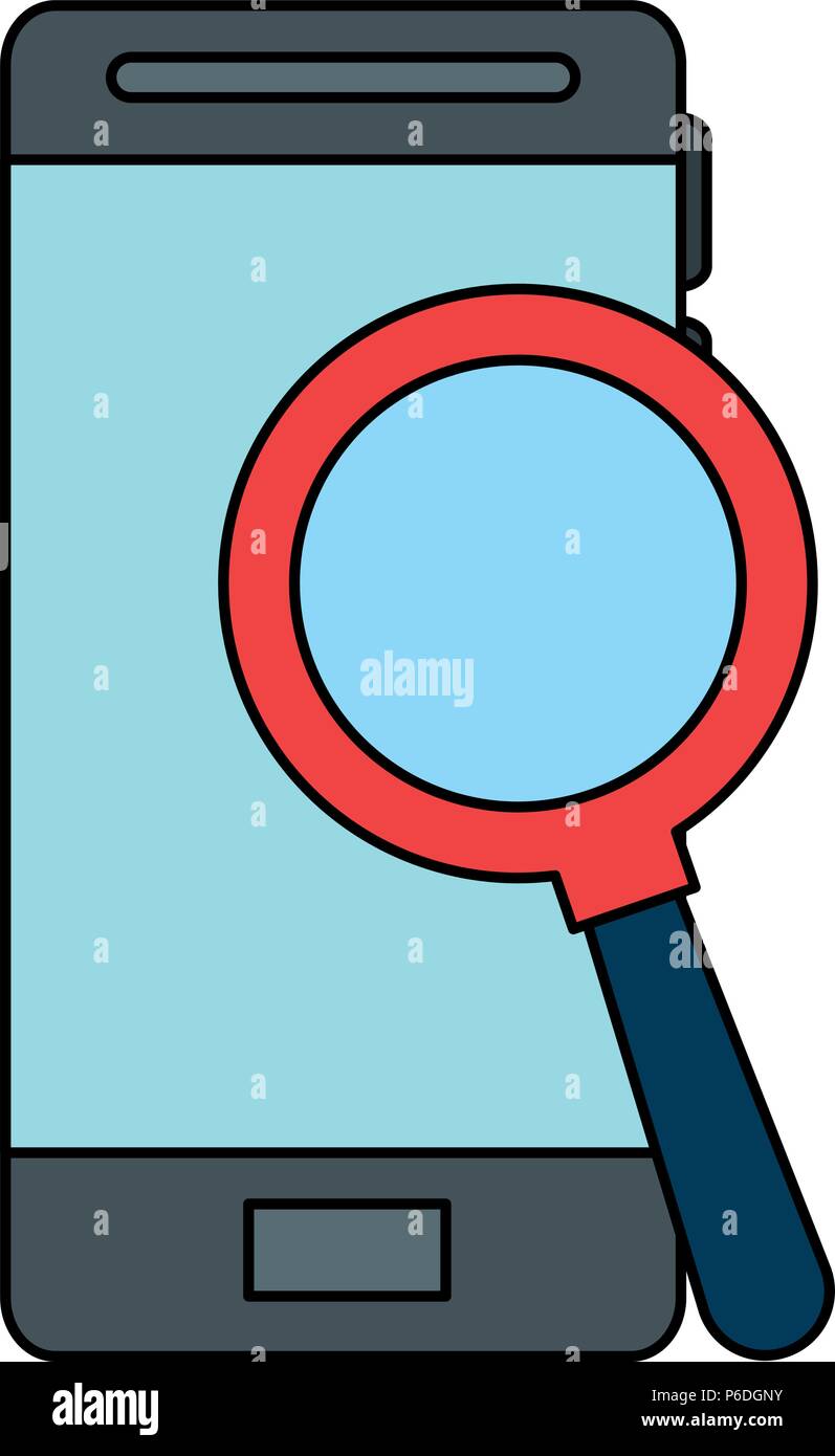 smartphone device with magnifying glass Stock Vector Image & Art - Alamy