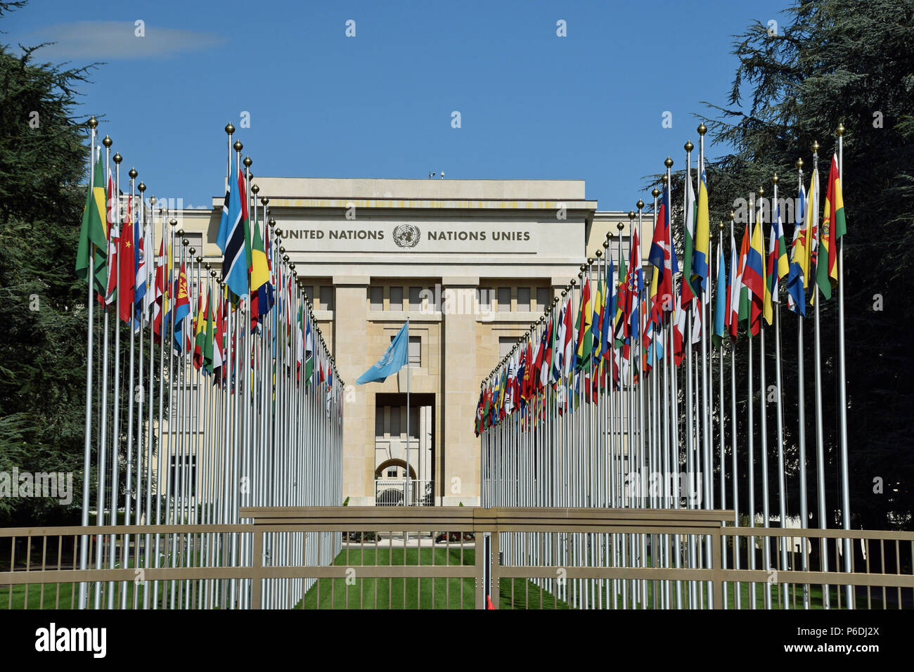 Flags of the United Nations Stock Photo