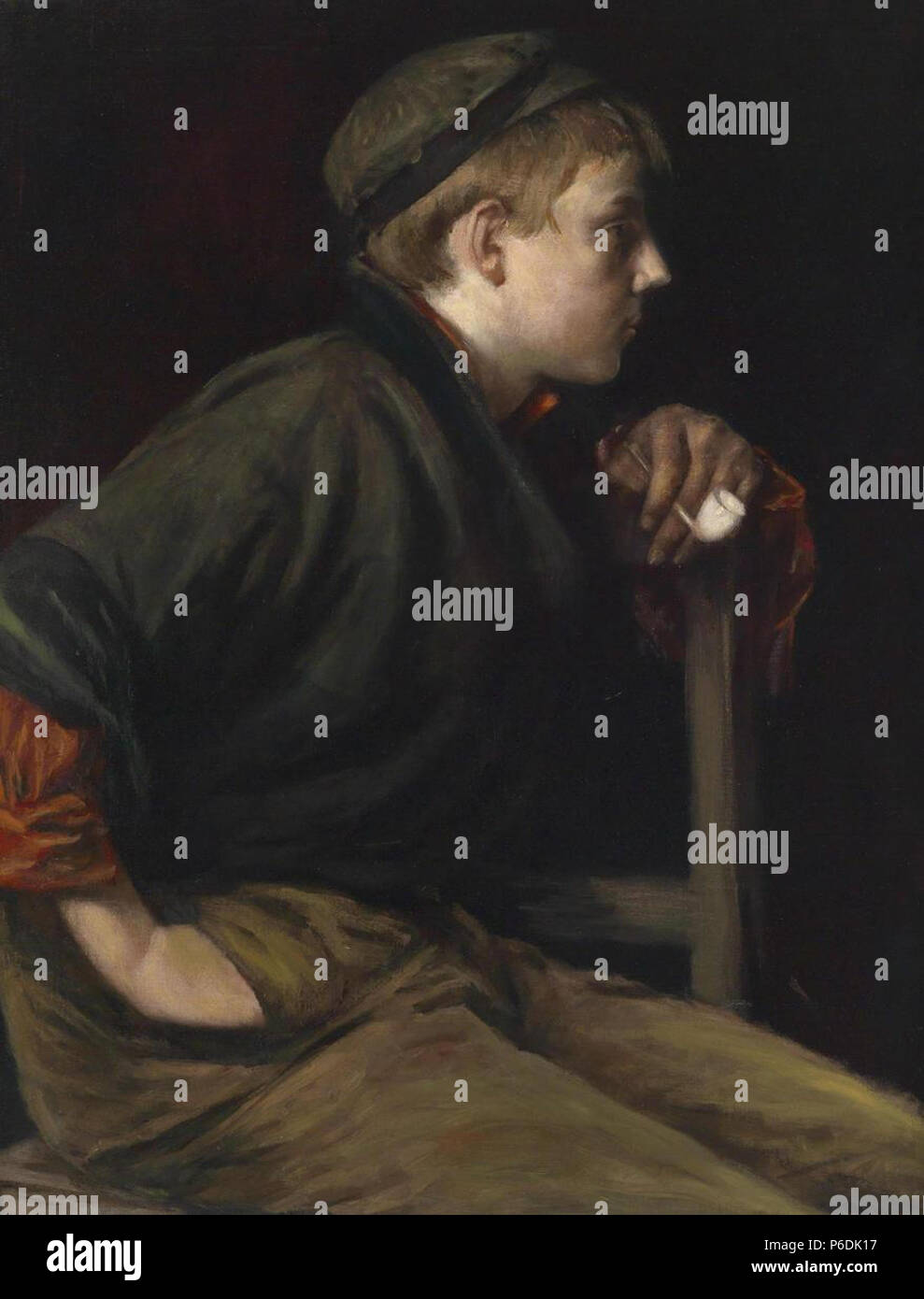 . The young pipe smoker  N/A 60 Hans Larwin - Jugendlicher Pfeifenraucher Stock Photo