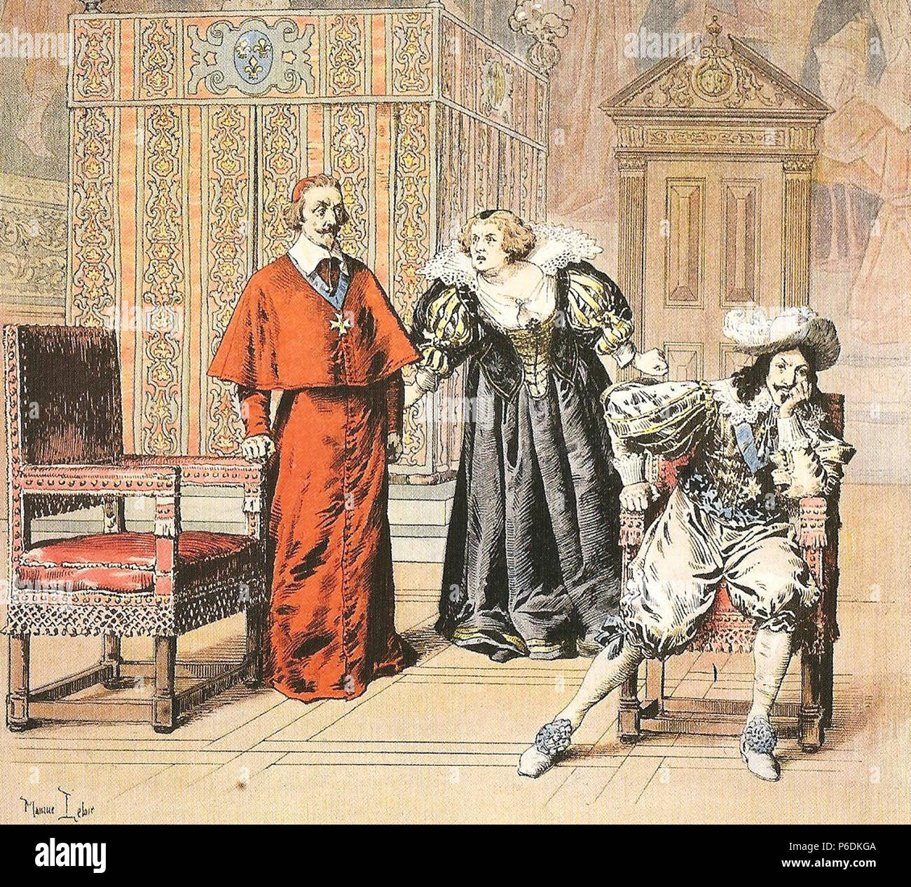 Depicted people: Cardinal Richelieu, Maria de' Medici and Louis XIII of  France – depicted building: Palais du Luxembourg (Interior) . 1910 62  Maurice Leloir - La journee des Dupes Stock Photo - Alamy