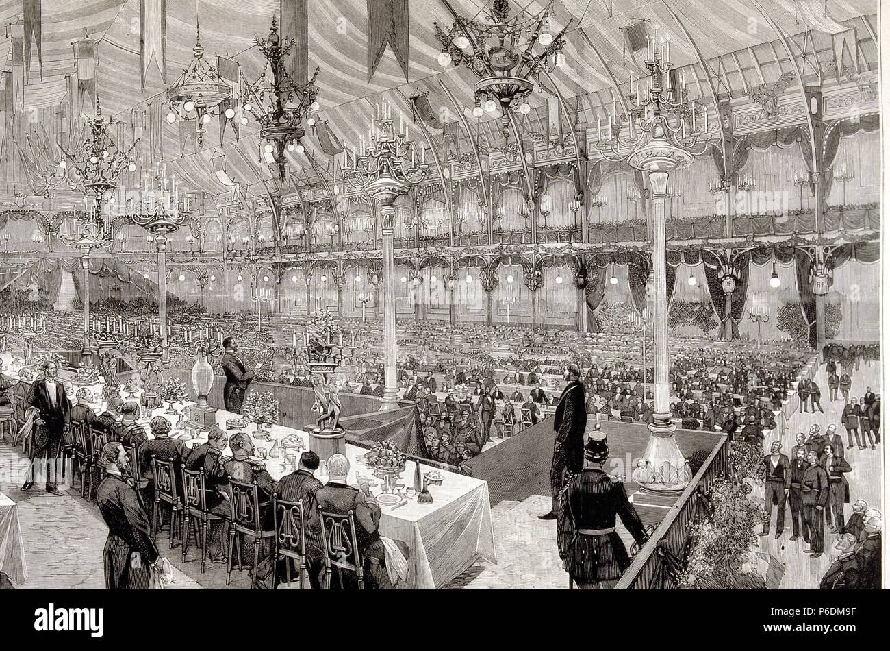 HISTORIA DE FRANCIA. EXPOSICION UNIVERSAL DE PARIS 1889. BANQUETE EN EL ...