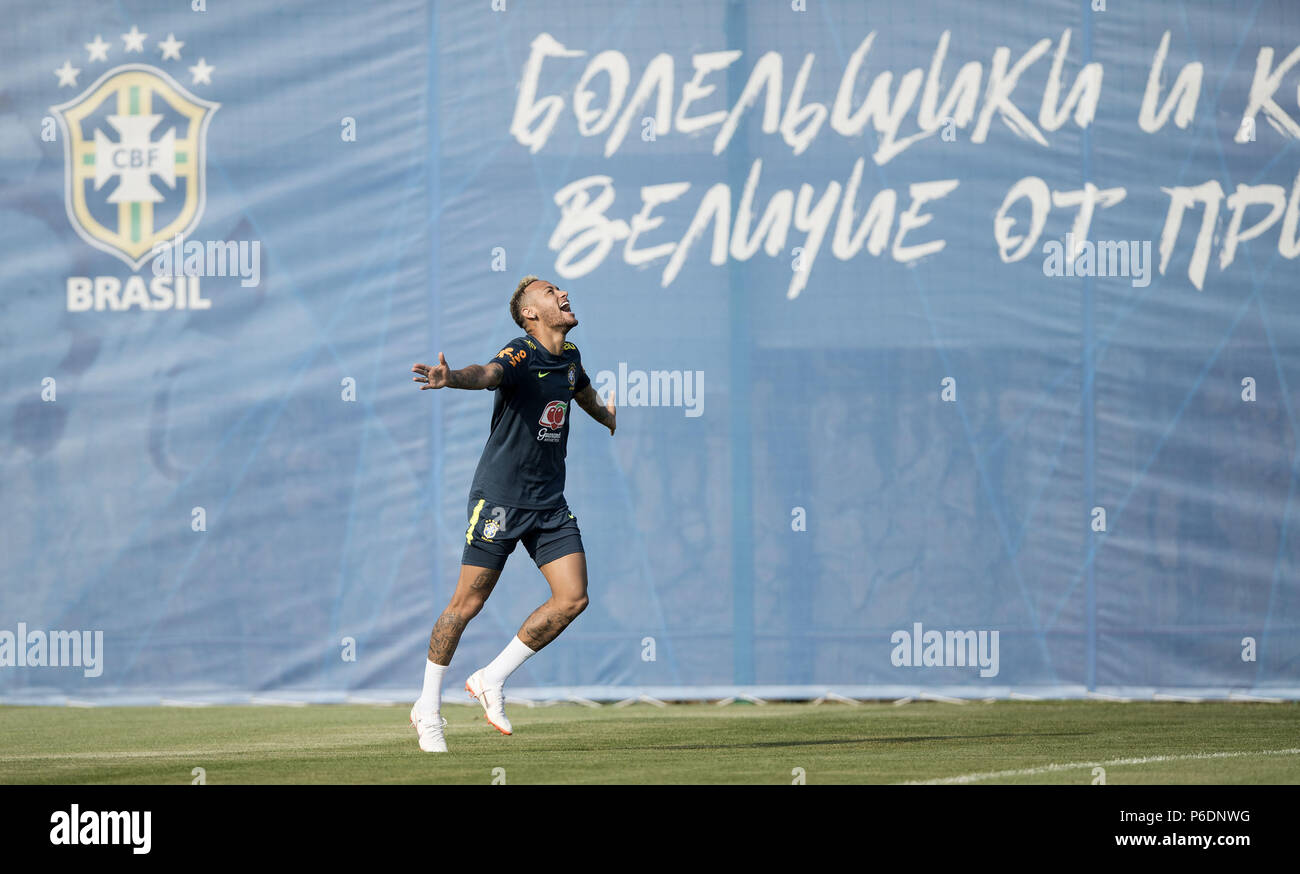 Sochi. 29th June, 2018. Neymar of Brazil attends a training session prior to the 2018 FIFA World Cup Knockout Phase in Sochi, Russia on June 29, 2018. Credit: Fei Maohua/Xinhua/Alamy Live News Stock Photo