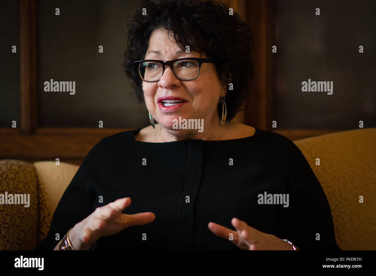 Washington, DC, USA. 22nd May, 2017. U.S. Supreme Court Justice Sonia Sotomayor during an interview at the Library of Congress next door to the court. Credit: Jay Mallin/ZUMA Wire/Alamy Live News Stock Photo