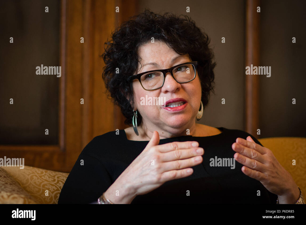 Washington, DC, USA. 22nd May, 2017. U.S. Supreme Court Justice Sonia Sotomayor during an interview at the Library of Congress next door to the court. Credit: Jay Mallin/ZUMA Wire/Alamy Live News Stock Photo