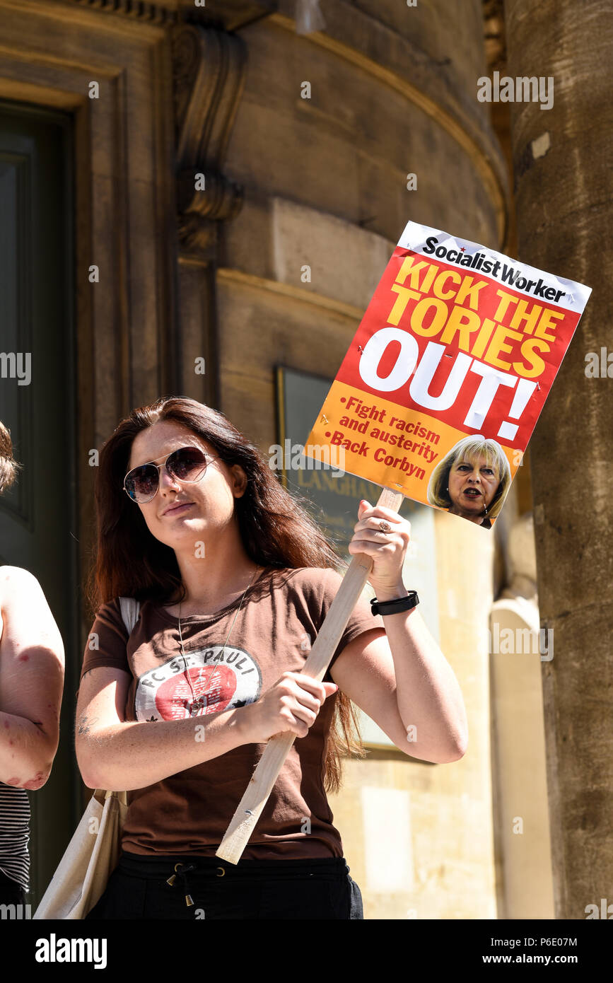 70th anniversary of the National Health Service. The event is also being used to demonstrate against austerity, funding cuts and attempts to sell departments to the private sector Stock Photo