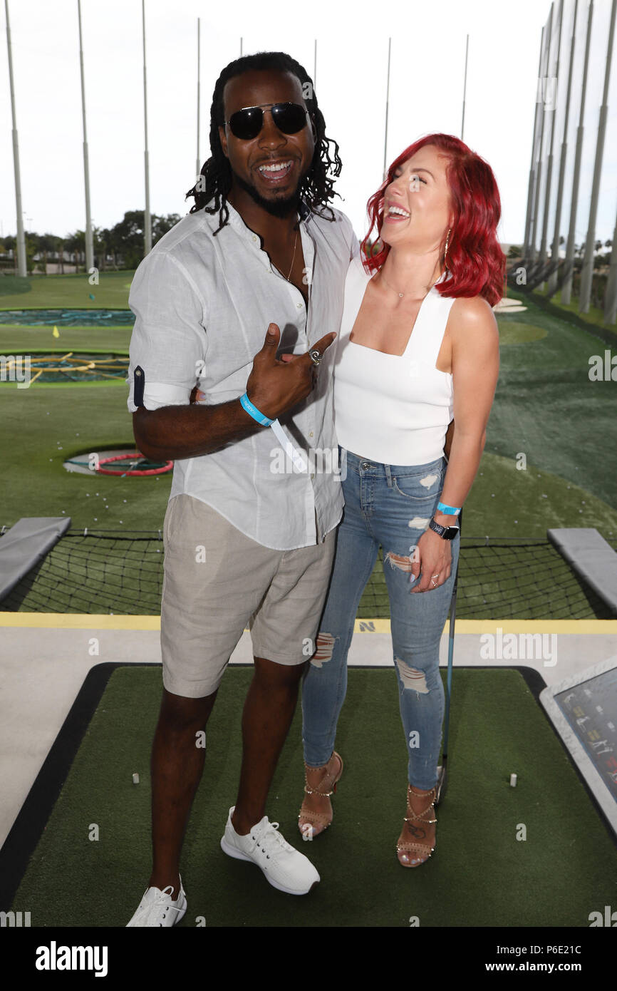 Miami Gardens, FL, USA. 30th June, 2018. Josh Norman, Sharna May Burgess at the Topgolf during Dj Irie Weekend 2018 on June 30, 2018 in Miami, Florida People: Josh Norman, Sharna May Burgess   Credit: Hoo Me.Com/Media Punch/Alamy Live News Stock Photo