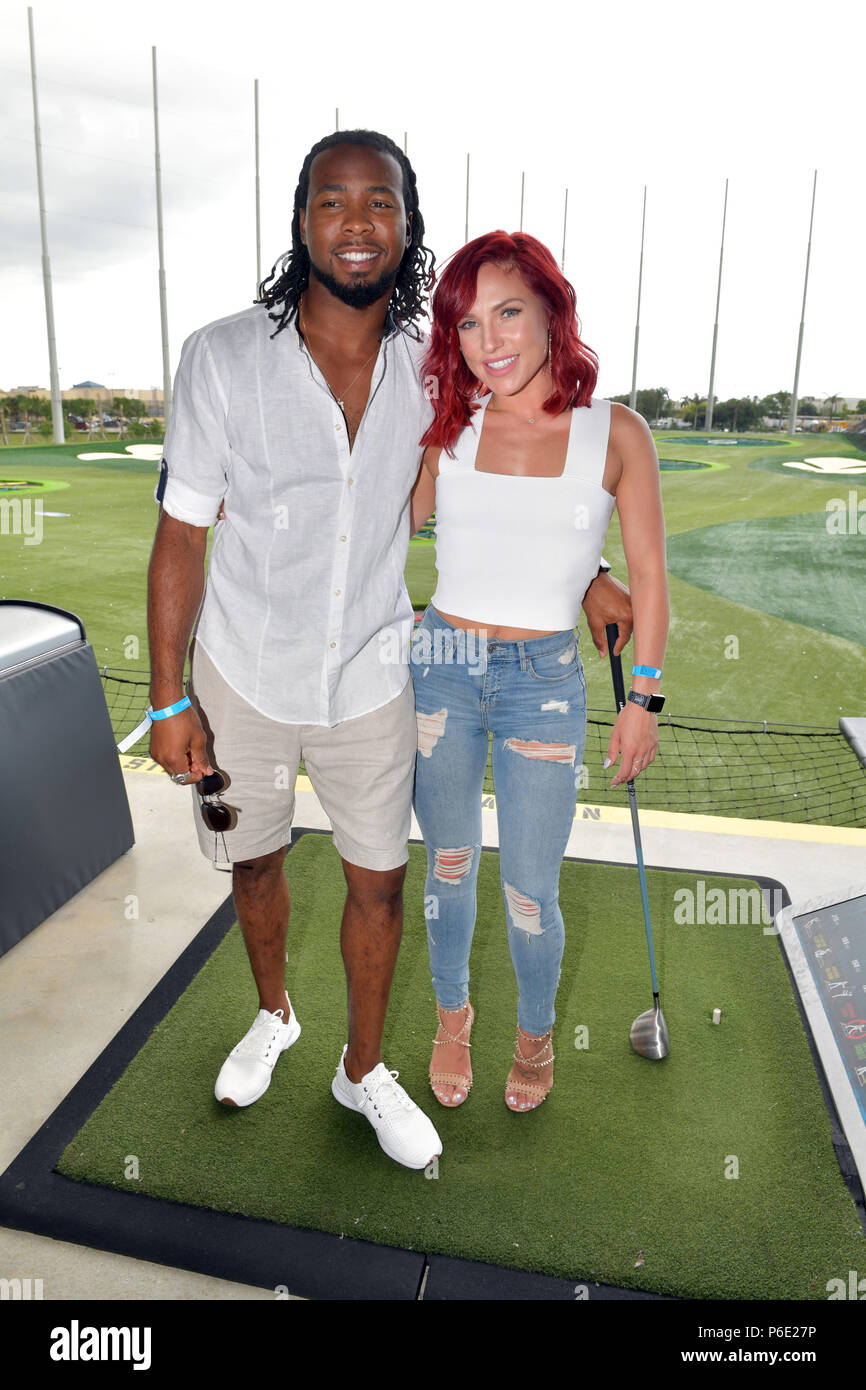 Miami Gardens, FL, USA. 30th June, 2018. Josh Norman, Sharna May Burgess at the Topgolf during Dj Irie Weekend 2018 on June 30, 2018 in Miami, Florida People: Josh Norman, Sharna May Burgess   Credit: Hoo Me.Com/Media Punch/Alamy Live News Stock Photo