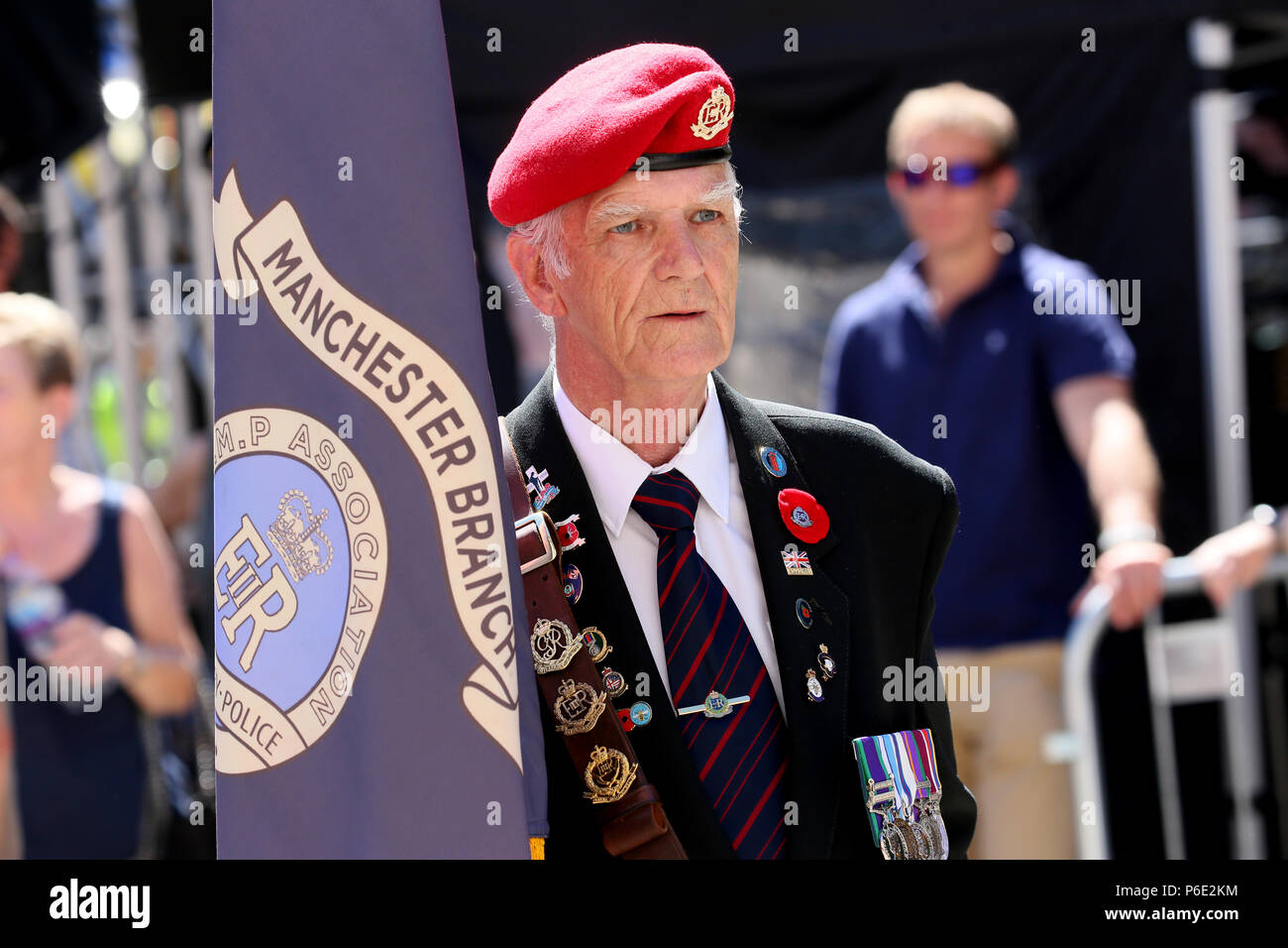 Manchester, UK, 30 June 2018. A Manchester branch veteran during celebrations of Armed Forces Day where the public are given the opportunity to meet members of the armed forces and talk to them about the work they do, St Peters Square, Manchester, 30th June, 2018 (C)Barbara Cook/Alamy Live News Stock Photo