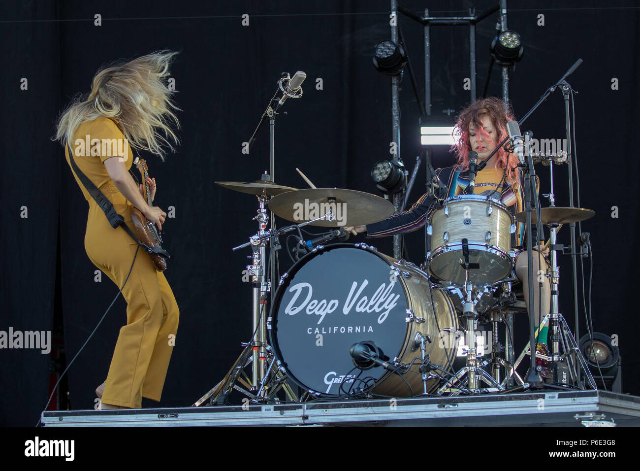 Finsbury park, UK. 30th June, 2018, Deap Vally Featuring Lindsey Troy (guitar, vocals) and Julie Edwards (drums and vocals) performing at Queens of the Stone Age and Friends UK.Finsbury park London.© Jason Richardson / Alamy Live News Stock Photo