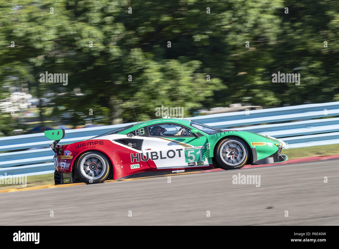Watkins Glen, New York, USA. 30th June, 2018. The Spirit of Race Ferrari 488 GT3 car practice