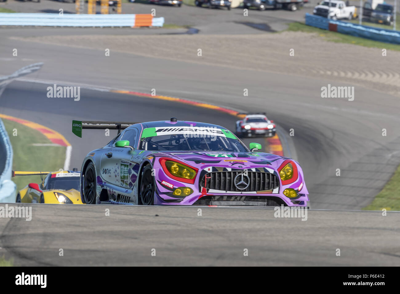 Watkins Glen, New York, USA. 30th June, 2018. The P1 Motorsports/Sonic Tools Mercedes-AMG GT3 America car practice for the Sahlen's Six Hours At The Glen at Watkins Glen International Raceway in Watkins Glen, New York. Credit: Walter G Arce Sr Asp Inc/ASP/ZUMA Wire/Alamy Live News Stock Photo