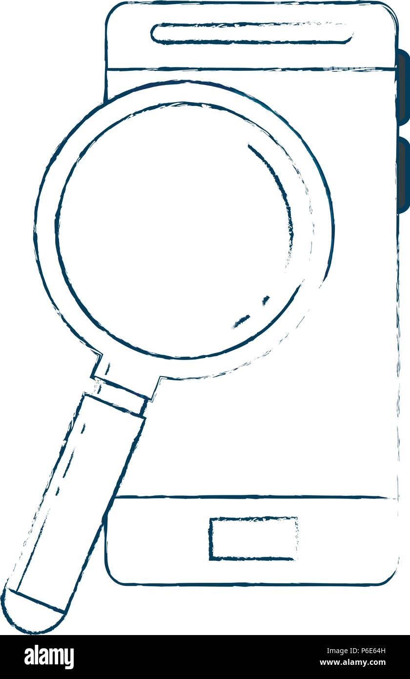 smartphone device with magnifying glass Stock Vector Image & Art - Alamy
