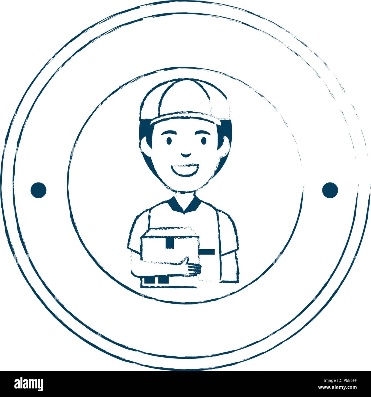 Delivery man avatar cap box hi-res stock photography and images - Alamy