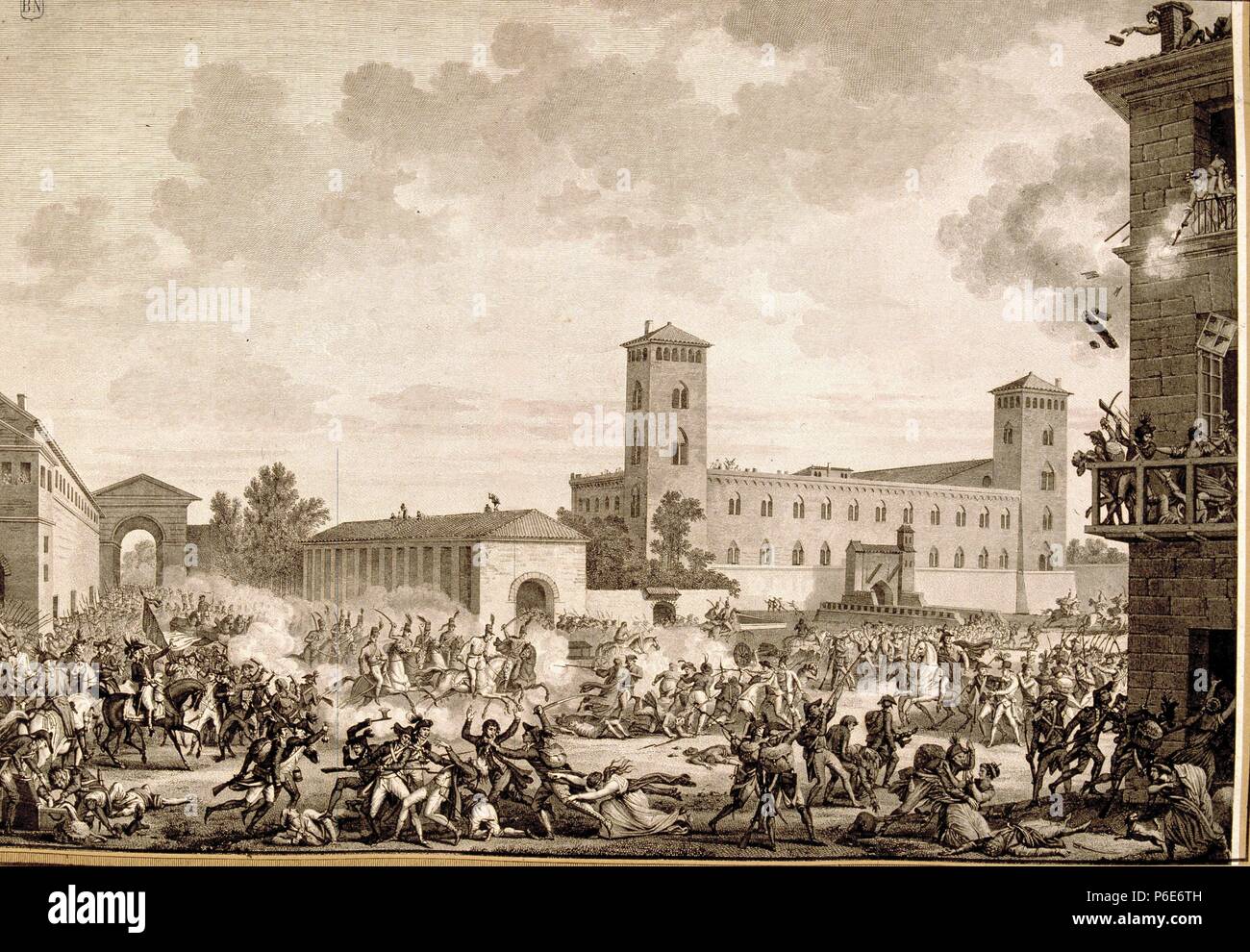 HISTORIA DE FRANCIA , SIGLO XVIII. REVUELTA DE PAVIA EL 27 DE MAYO DE 1795. BIBLIOTECA NACIONAL. MADRID. Stock Photo