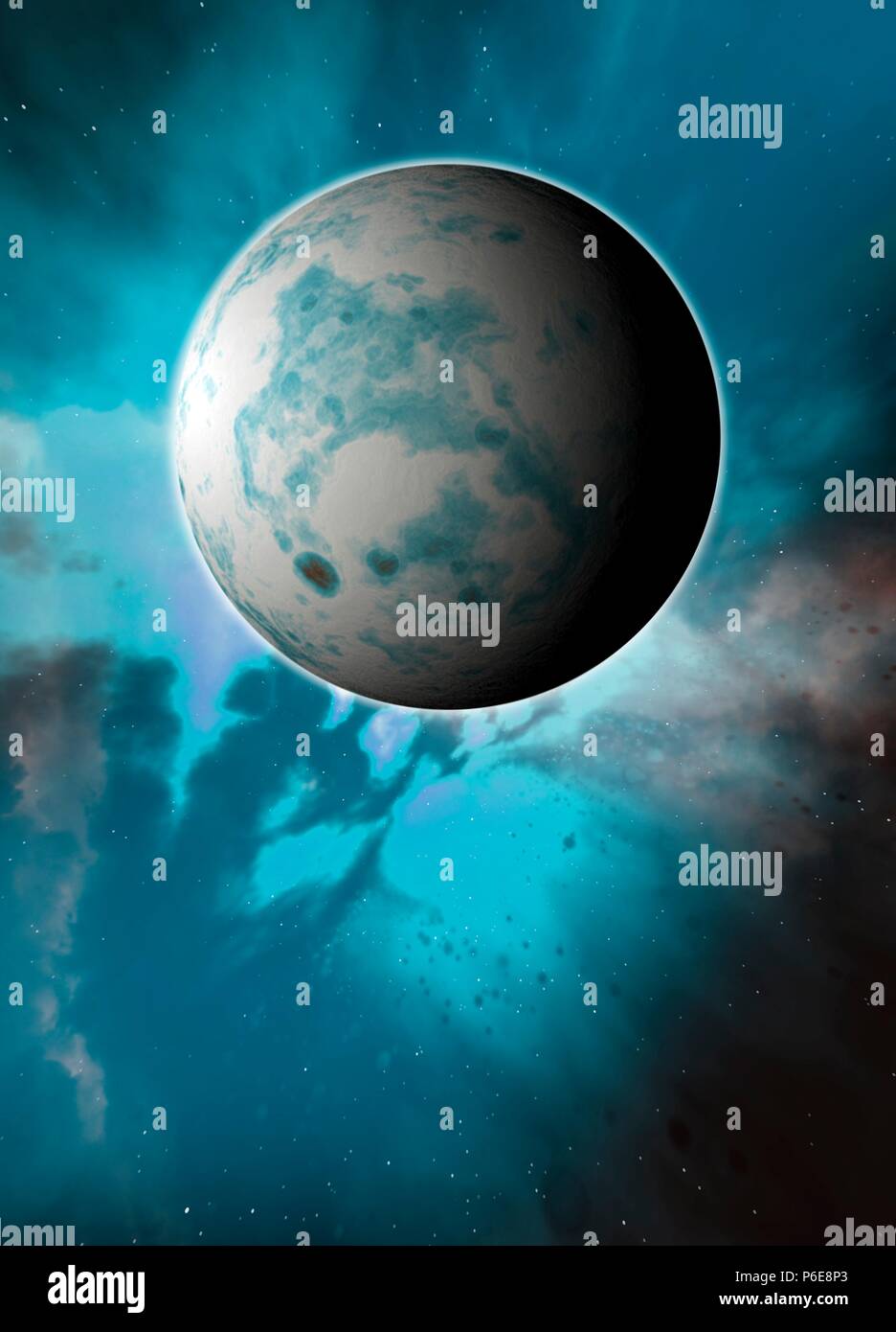 Planets against blue background, illustration. Stock Photo