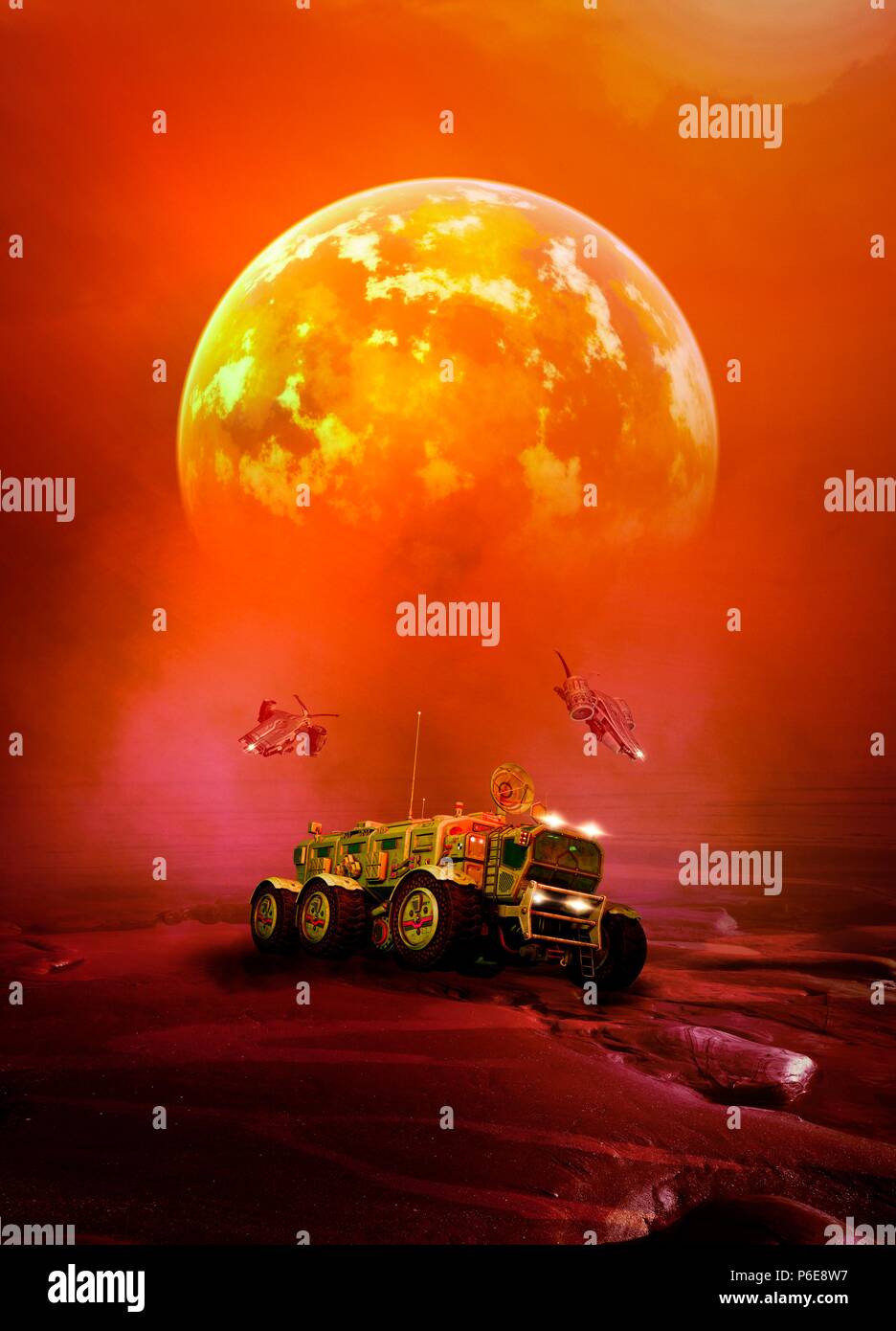 Space vehicle on surface, illustration Stock Photo Alamy