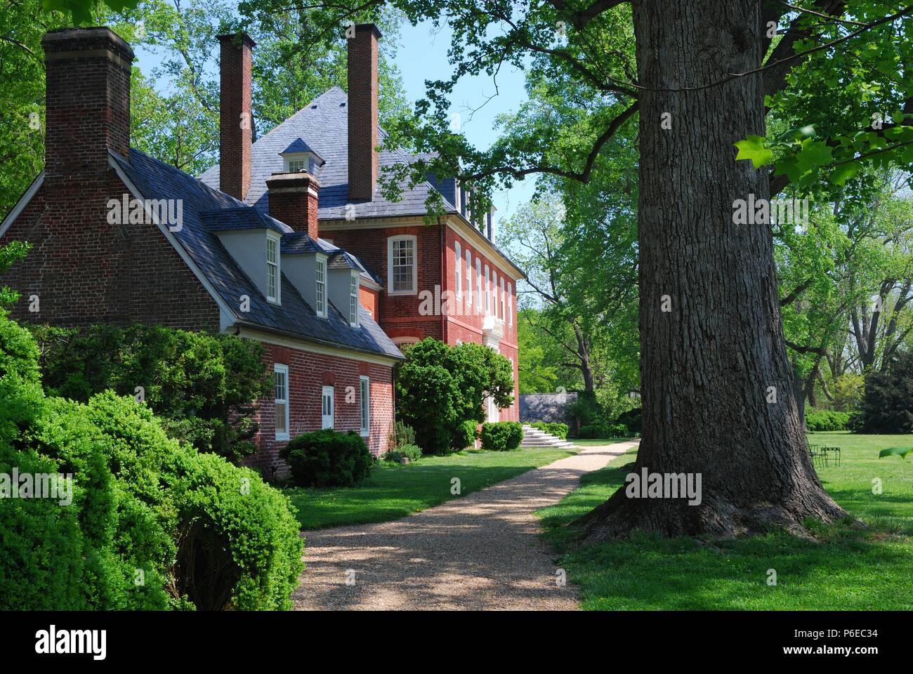 The beautiful mansion at Westover Plantation on the James River in Charles City County, Virginia
