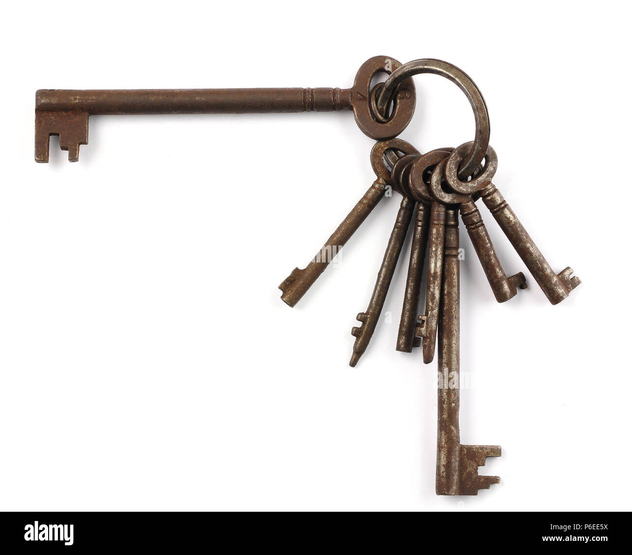 A bunch of old rusty keys on a keyring Stock Photo Alamy