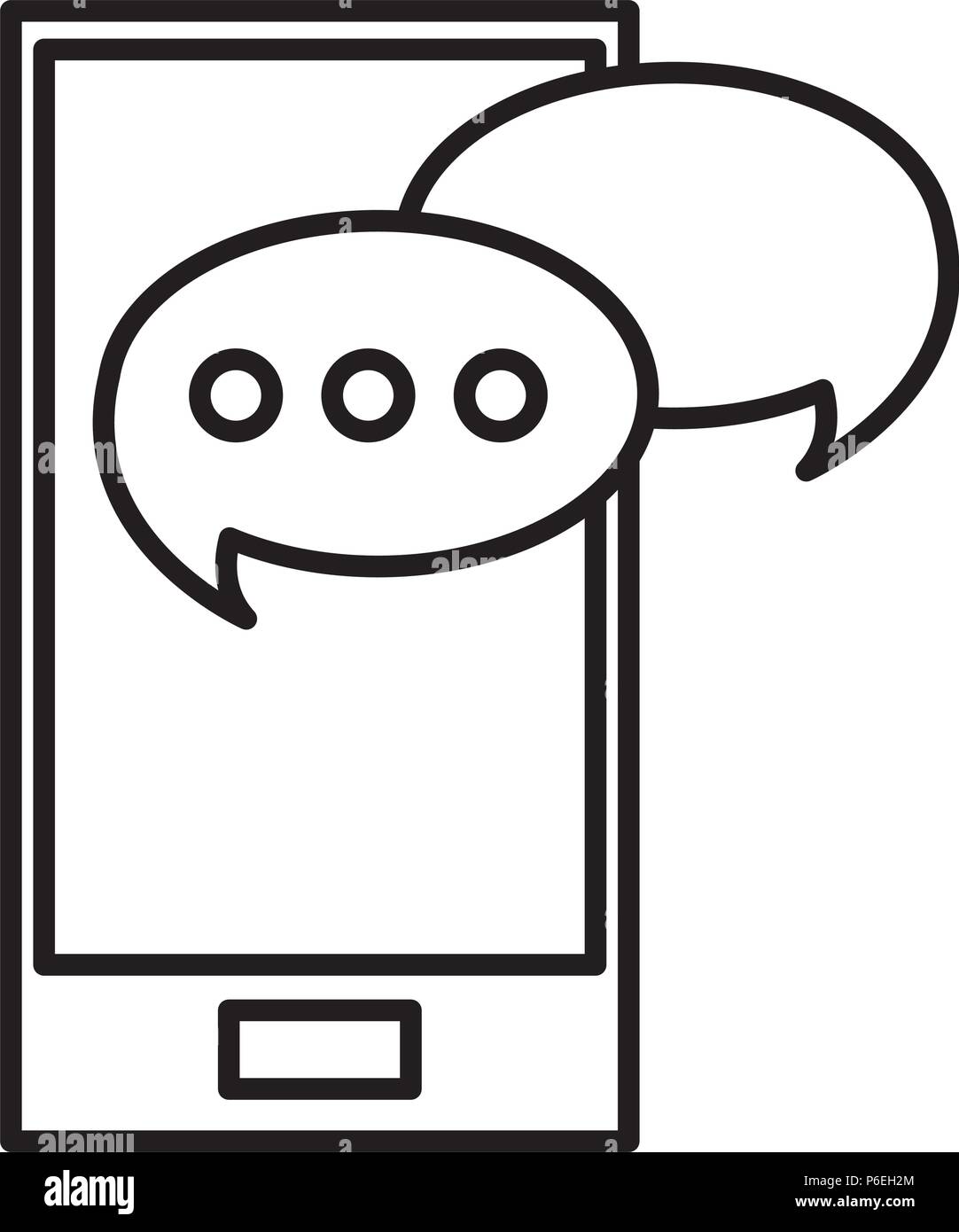 line electronic smartphone technology with chat bubbles vector ...