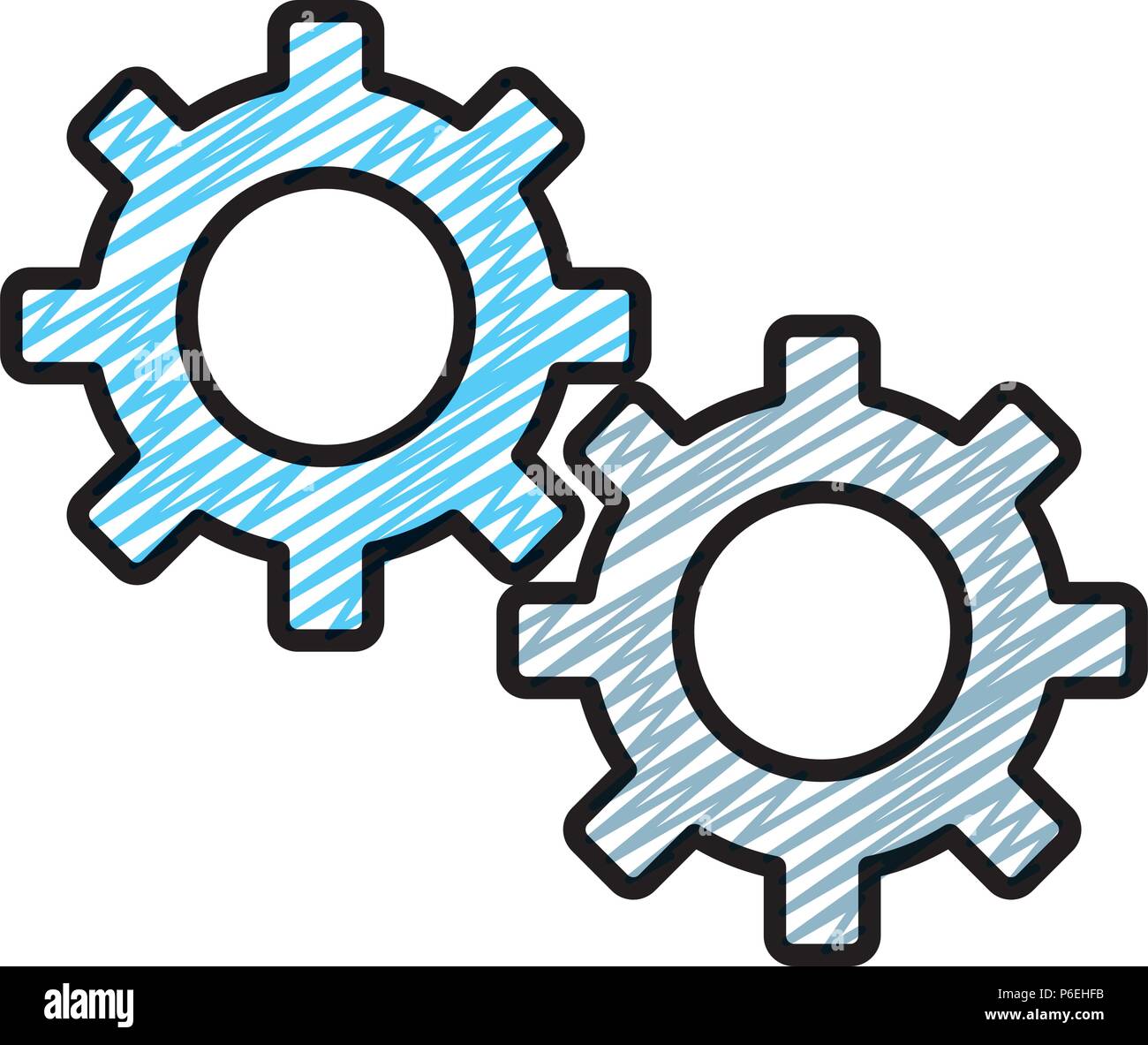doodle engineering gears industry machinary technology vector ...