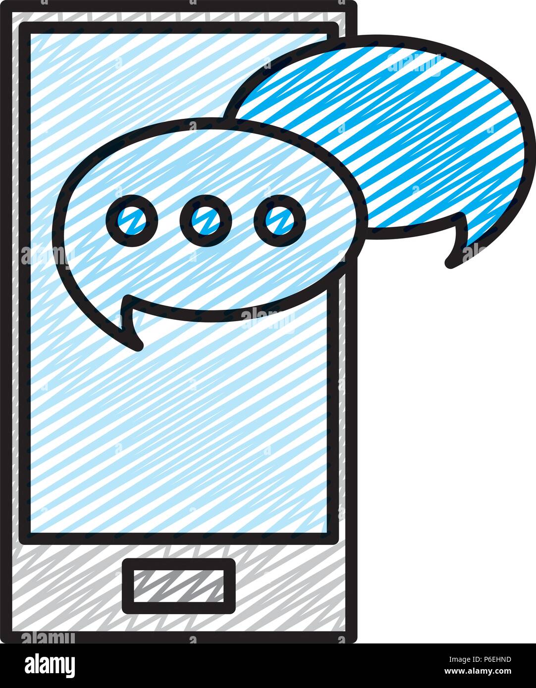 doodle electronic smartphone technology with chat bubbles vector ...