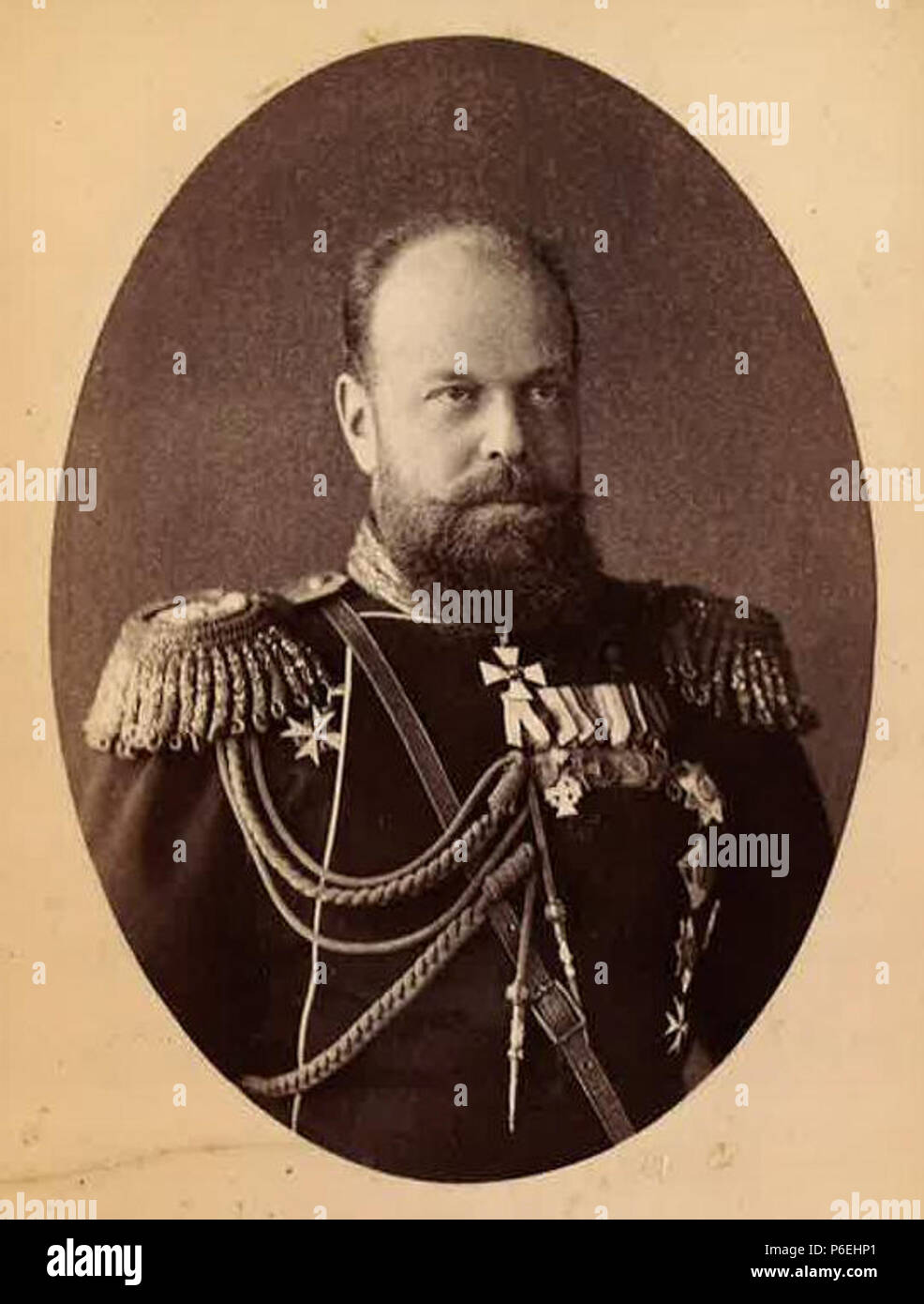 English: Emperor Alexander III – Russian Imperial Family Photo . 1885 3 Alexander III 1885 by Sergei Lvovich Levitsky and Rafail Levitsky Stock Photo