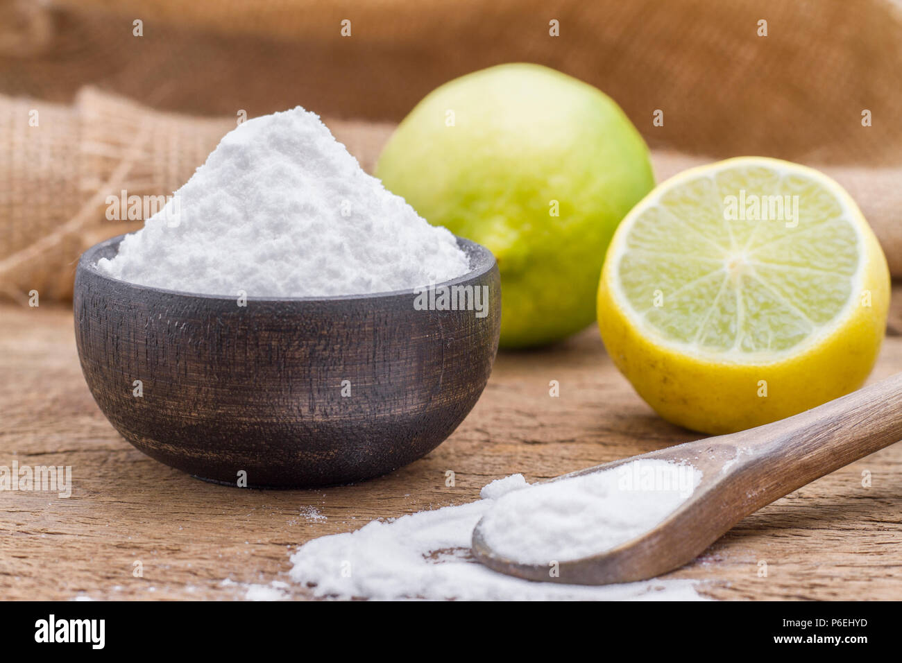 baking and lemon on the wooden table Stock Photo