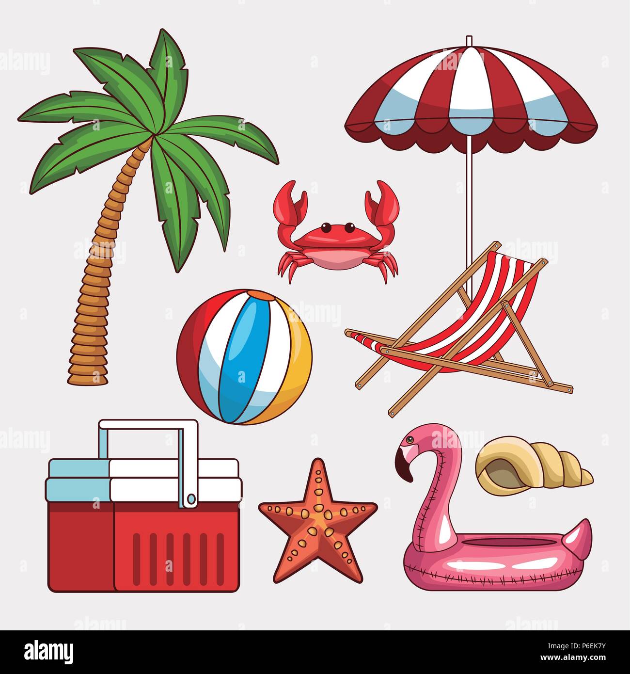 Set of beach icons collection vector illustration graphic design Stock ...