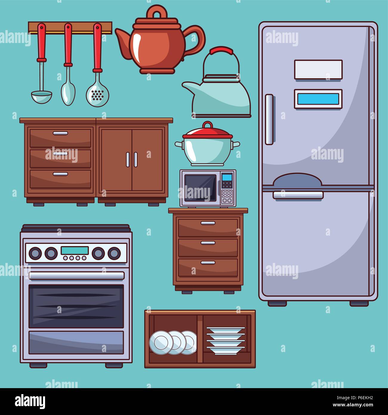 Set of kitchen utensils collection vector illustration graphic design ...