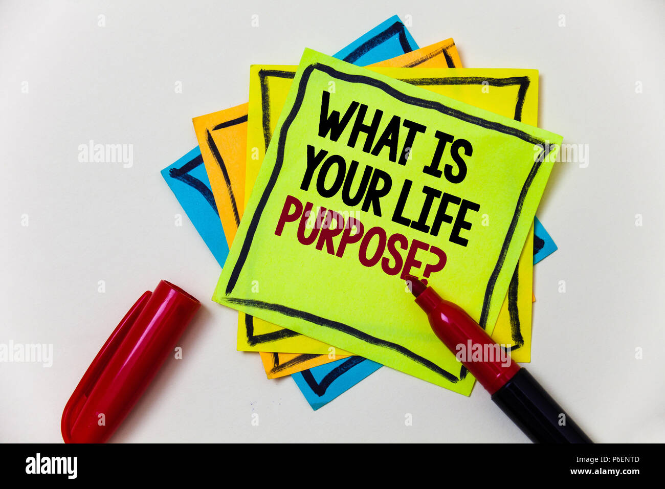 Writing note showing What Is Your Life Purpose Question. Business photo ...