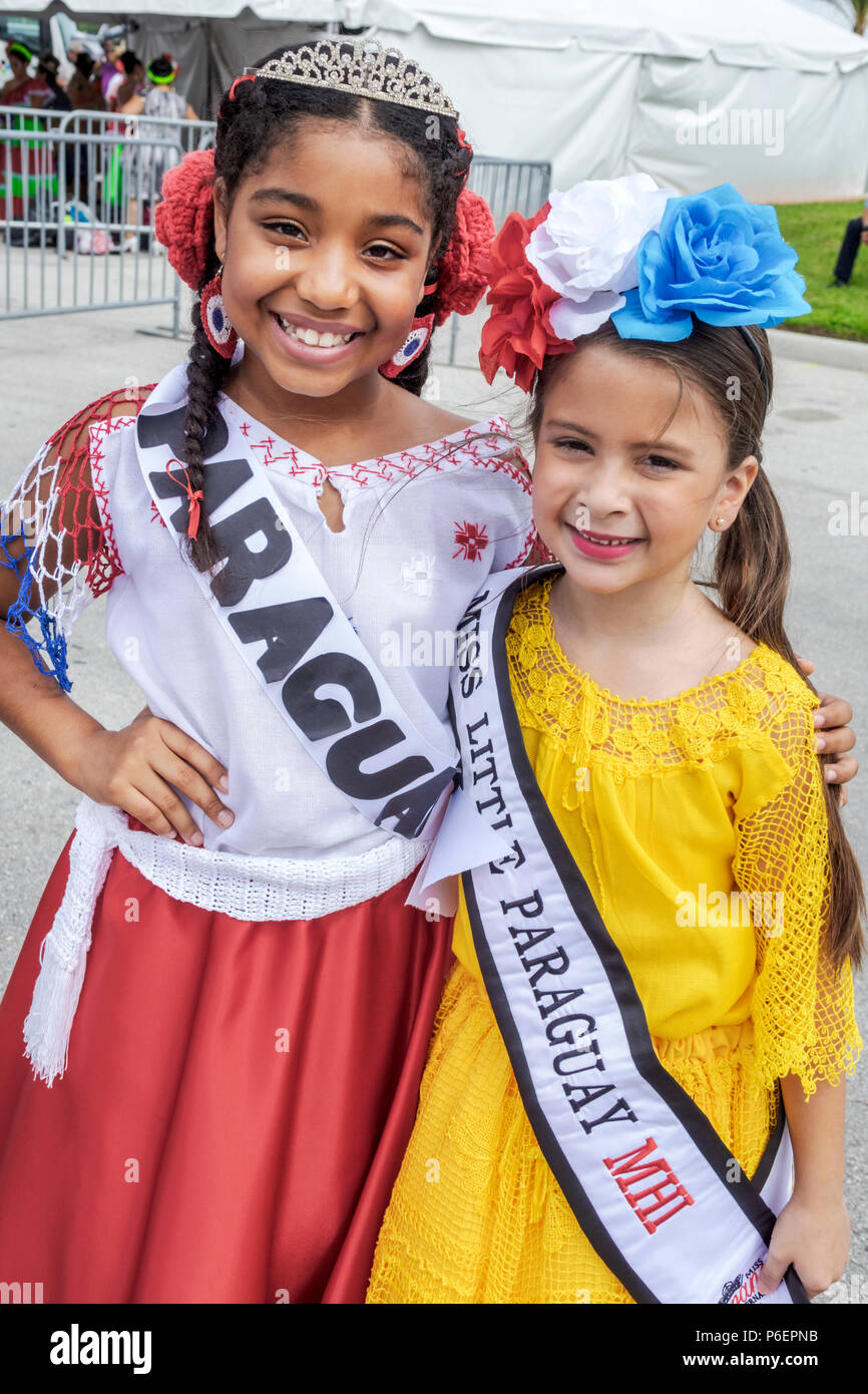 Miami Florida,Miami-Dade Expo Center centre Fairgrounds Tamiami Park,Junta Hispana Hispanic Festival,Latin American Black girl girls,female kid kids c Stock Photo