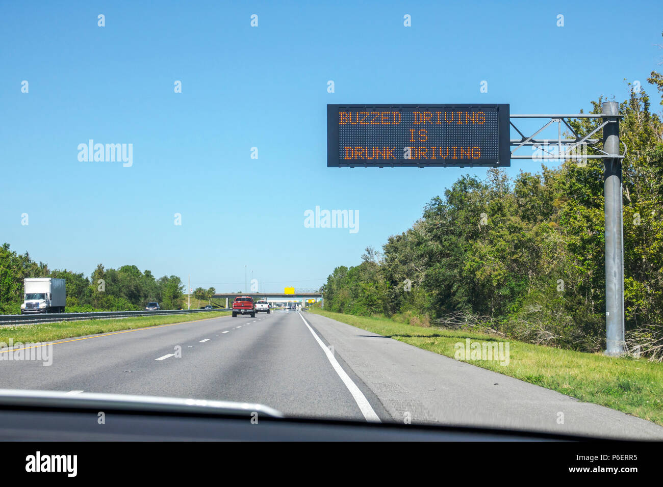 Fort Ft. Lauderdale Florida,Florida Turnpike toll road,electronic message board sign,drunk driving,FL171028016 Stock Photo