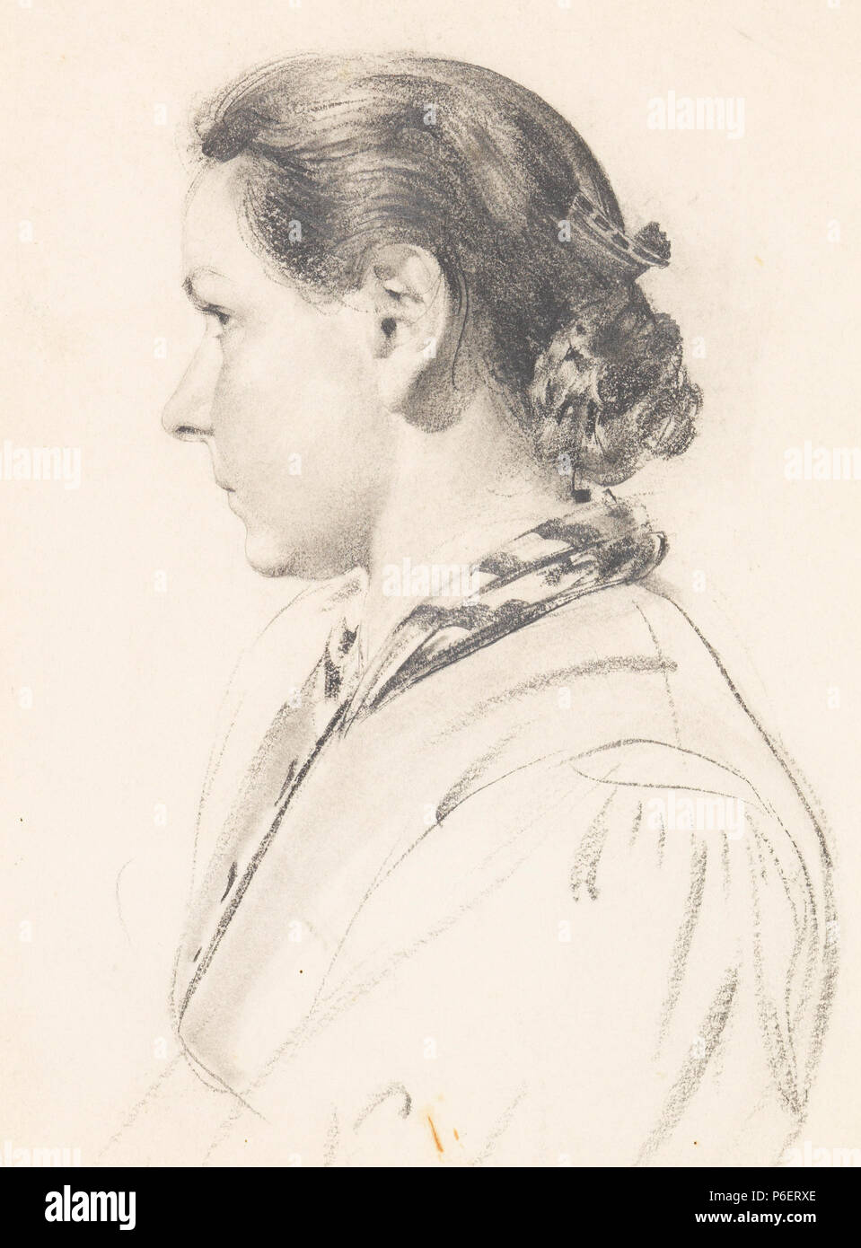 Junge Frau im Profil. Kohle- und Bleistiftzeichnung. 20,9 x 15,5 cm Blattgröße . circa 1900 59 Konrad Boese Junge Frau im Profil ca1900 Stock Photo