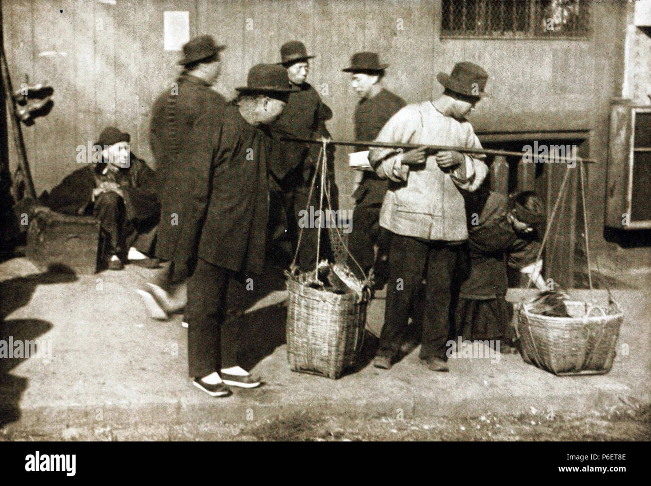 Illustration of the book Old Chinatown : a Book of Pictures. 1913 77 The Vegetable Peddler Genthe Stock Photo