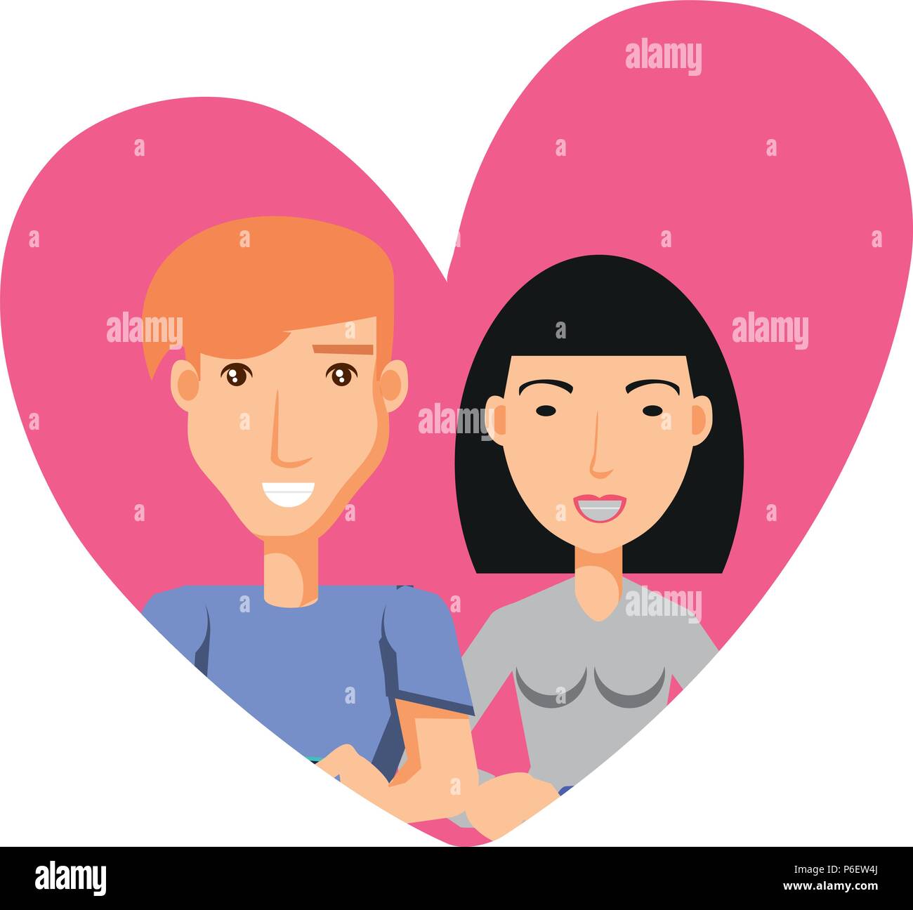 Couple in love in a heart over white background, vector illustration ...