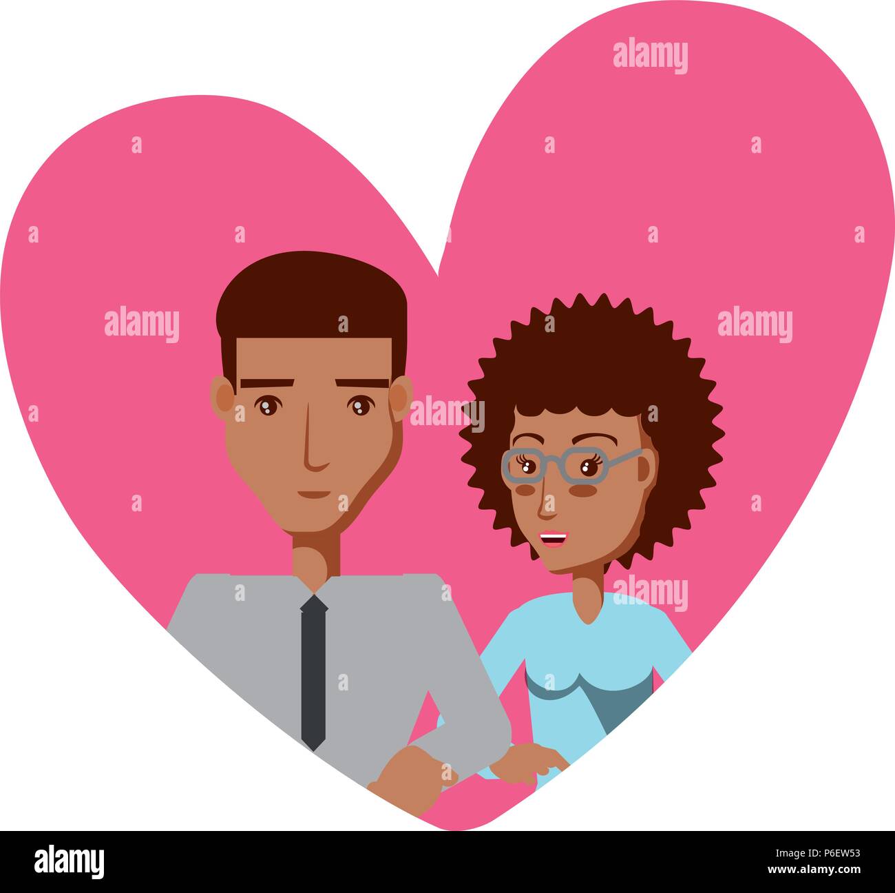 Couple in love in a heart over white background, vector illustration ...