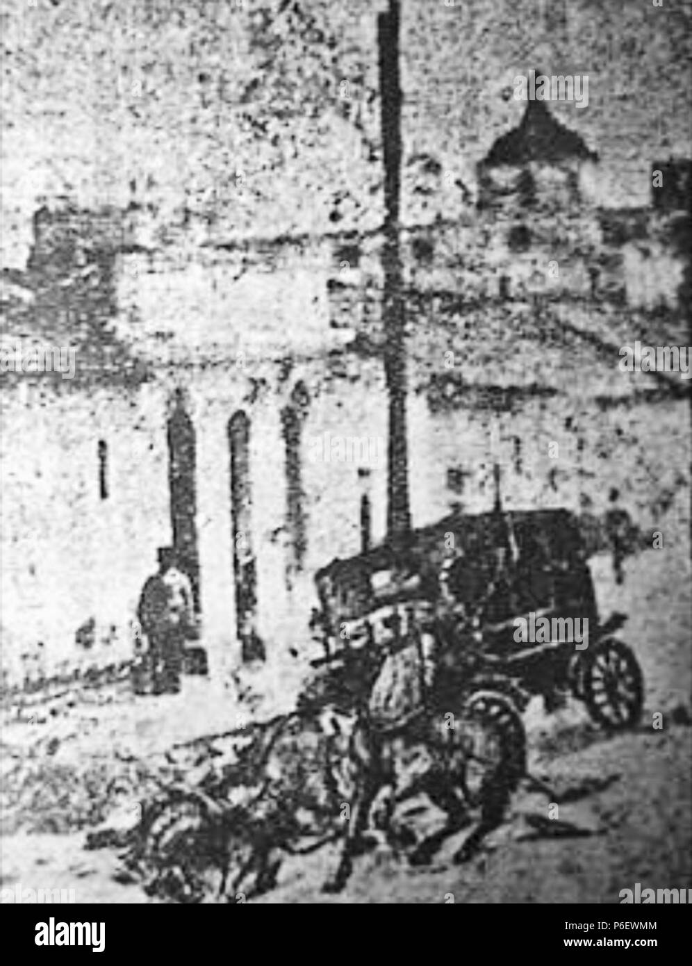 Español: Carruaje del presidente Manuel Estrada Cabrera tras el atentado de la bomba en 1907. 1907 9 Cabreracarruaje1907 Stock Photo