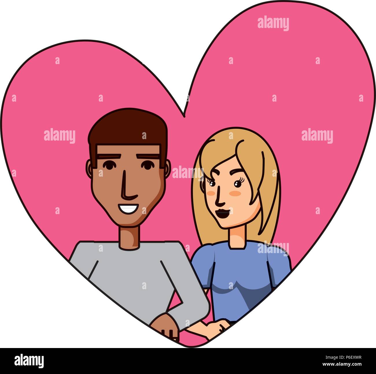 Couple in love in a heart over white background, vector illustration ...