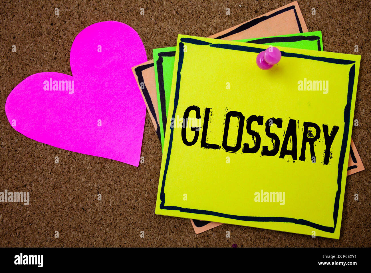 Word writing text Glossary. Business concept for Alphabetical list of