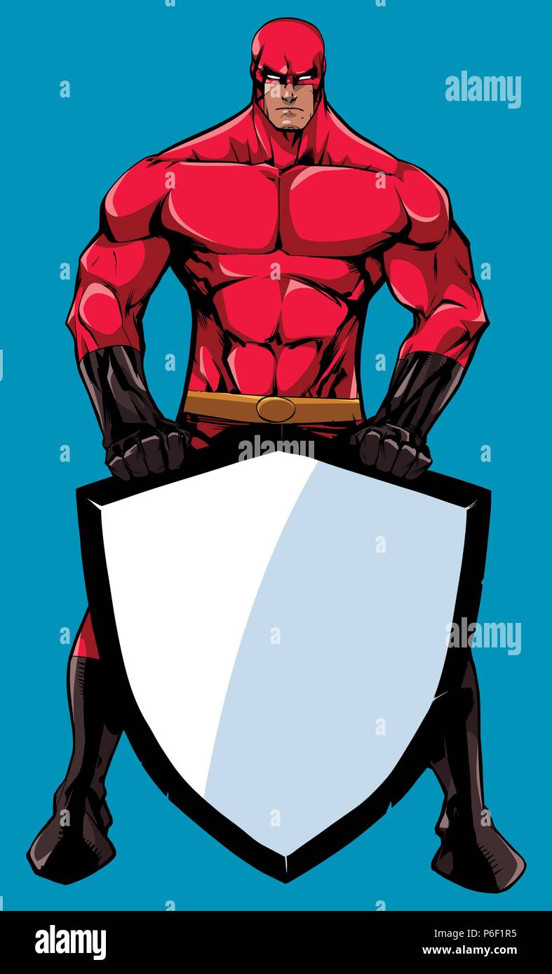 Superhero Holding Shield No Cape Stock Vector
