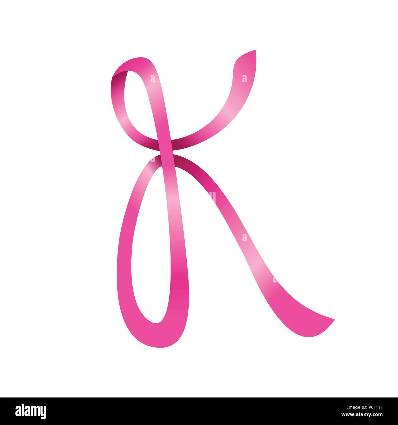 Pink Ribbon Lettermark Initial K Vector Symbol Graphic Logo Design Stock Vector