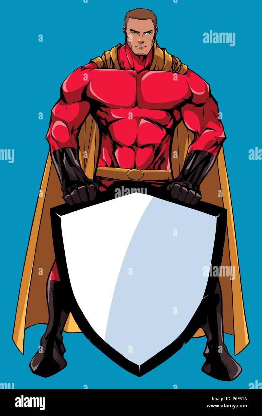Superhero Holding Shield No Mask Stock Vector