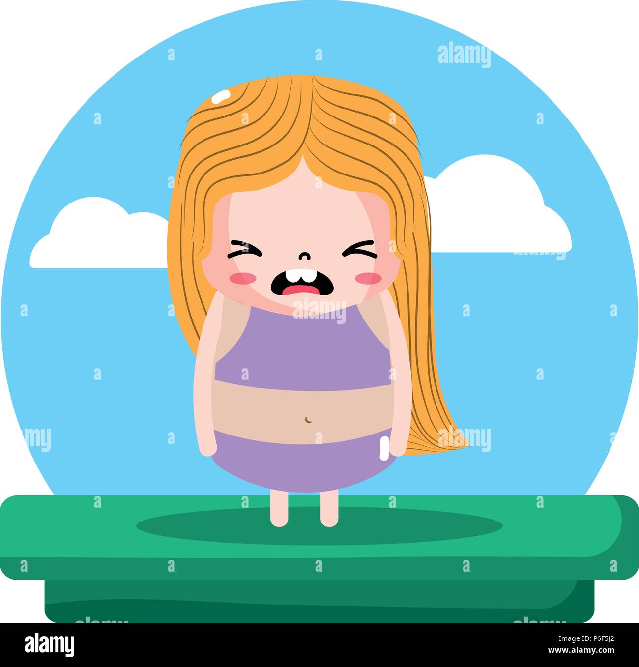 pity girl with blouse and short in the landscape Stock Vector