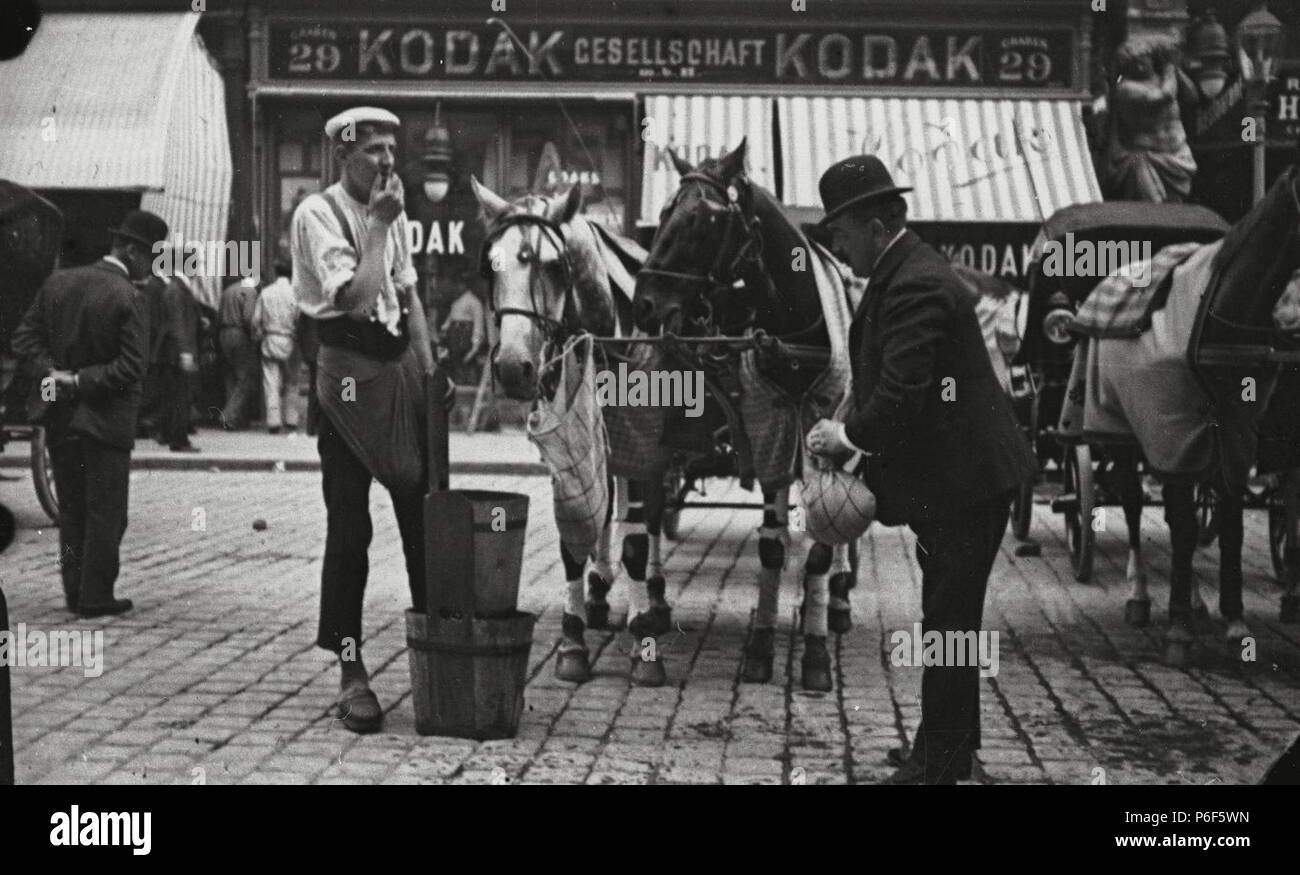 Fiaker und Wasserer vor dem Kodak-Geschäft Graben 29, Wien . between 1905 and 1914 41 Emil Mayer 033 Stock Photo