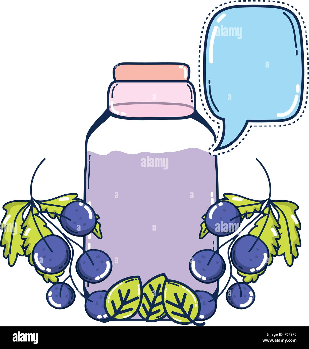 grapes juice in the jar and chat bubble vector illustration Stock