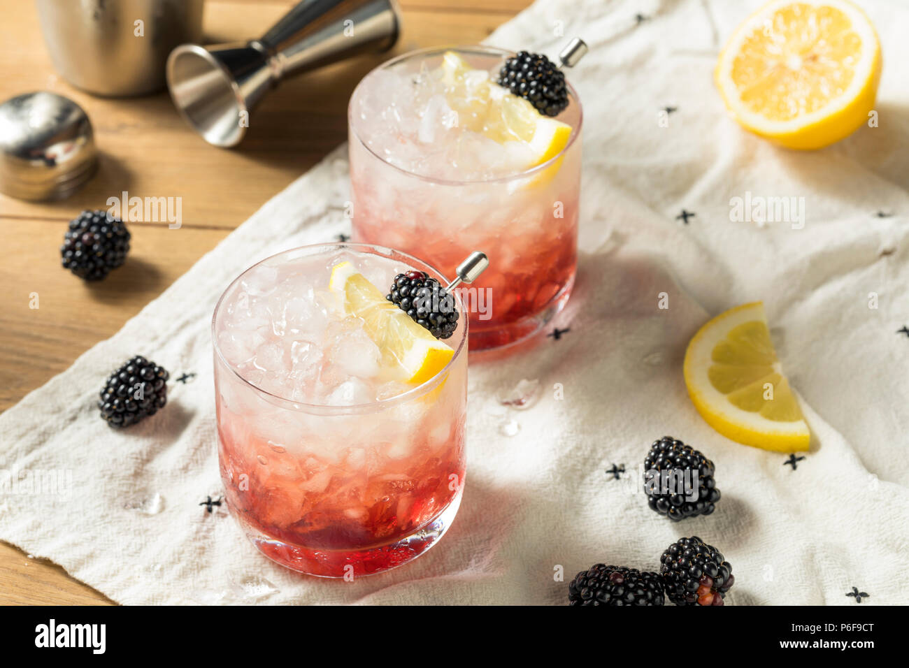 Alcoholic Blackberry Gin Bramble Cocktail with Lemon Stock Photo Alamy