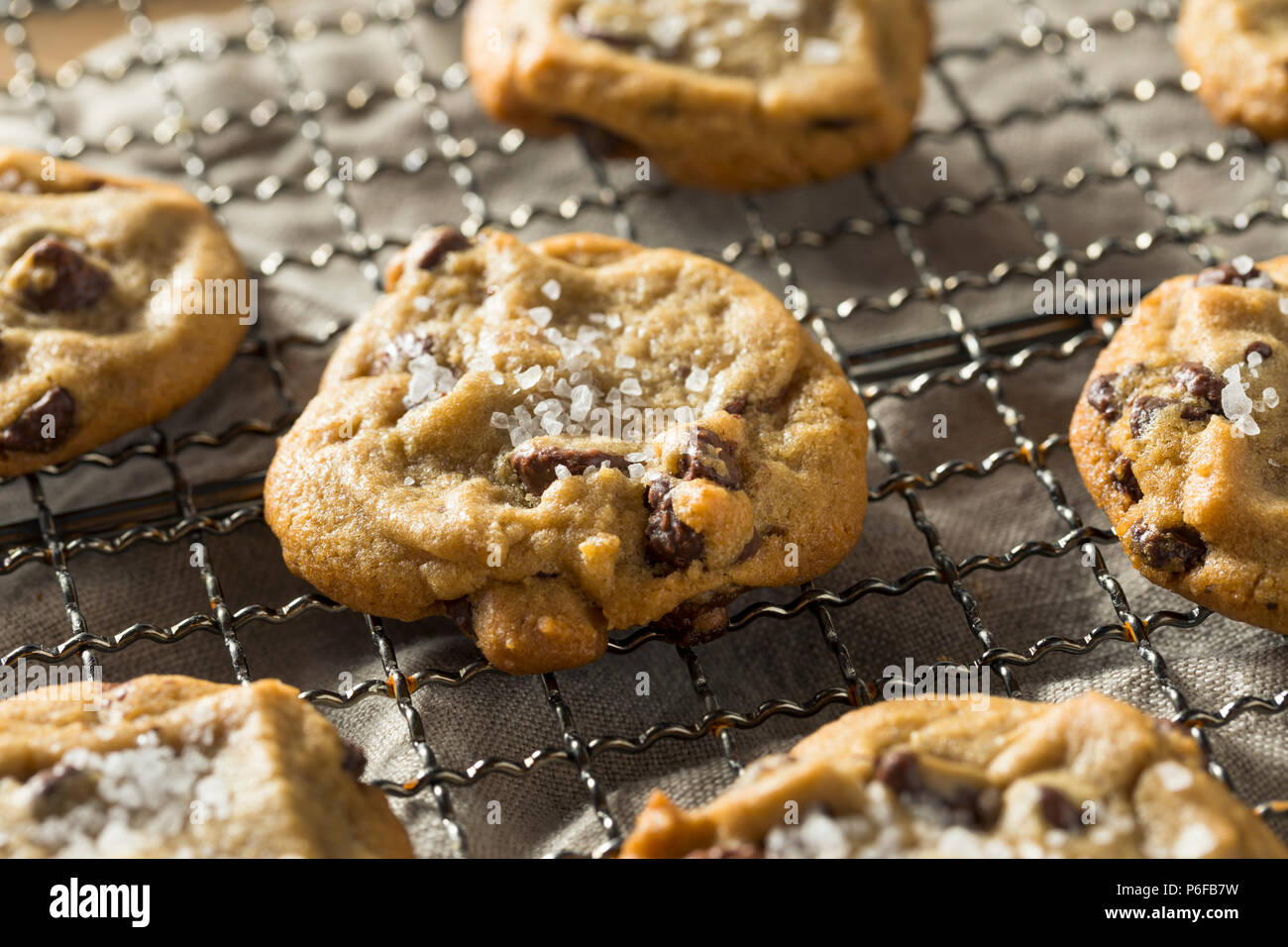 Homemade Sea Salt Chocolate Chip Cookies Ready to Eat Stock Photo Alamy